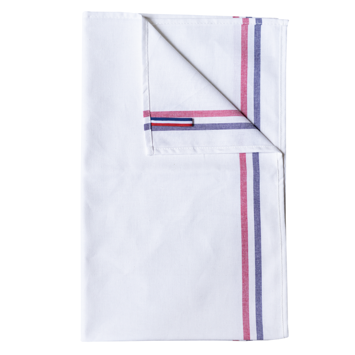 Kariban K138 Theedoek met 2 strepen 'Origine France Garantie' White One Size