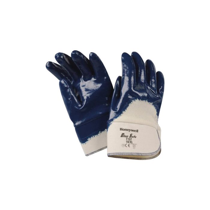 PIP GLOBAL SAFETY 11650 Bluesafe Manchet 3/4 Katoenen handschoen met nitril coating, voor algemeen gebruik (T107)