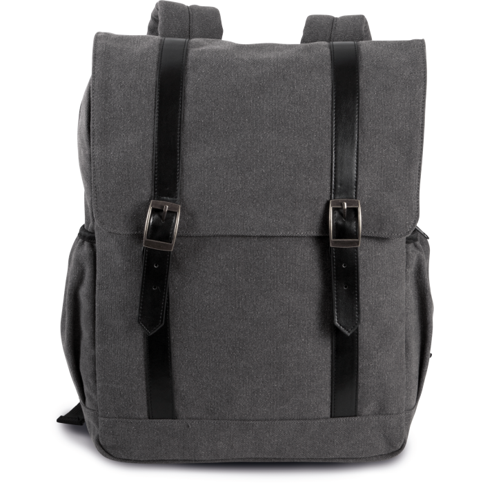 Kimood KI0143 Rugzak van canvas met klep Washed Dark Grey One Size