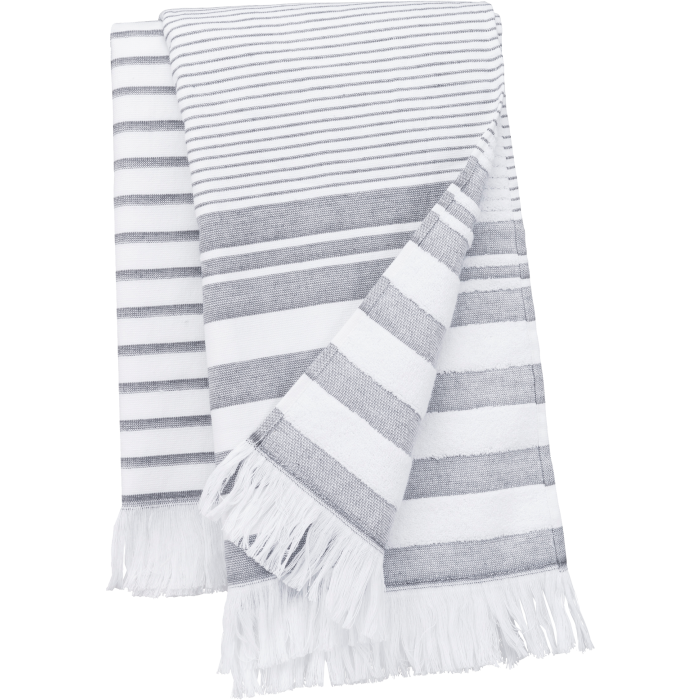 Kariban K132 Gestreepte fouta met franjes White / Smoke Stripe One Size