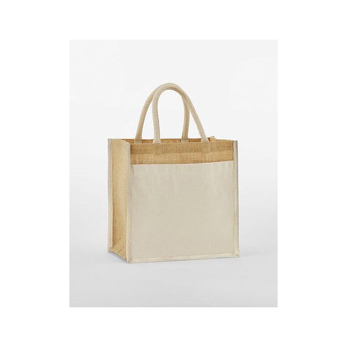 Westford Mill WM483 Cotton Pocket Natural Starched Jute Midi Bag