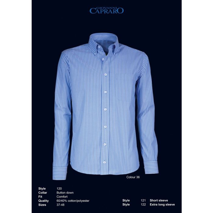 SALE! Giovanni Capraro 120-36 Heren Shirt 60/40% Katoen/Polyester - Blauw - Maat 40