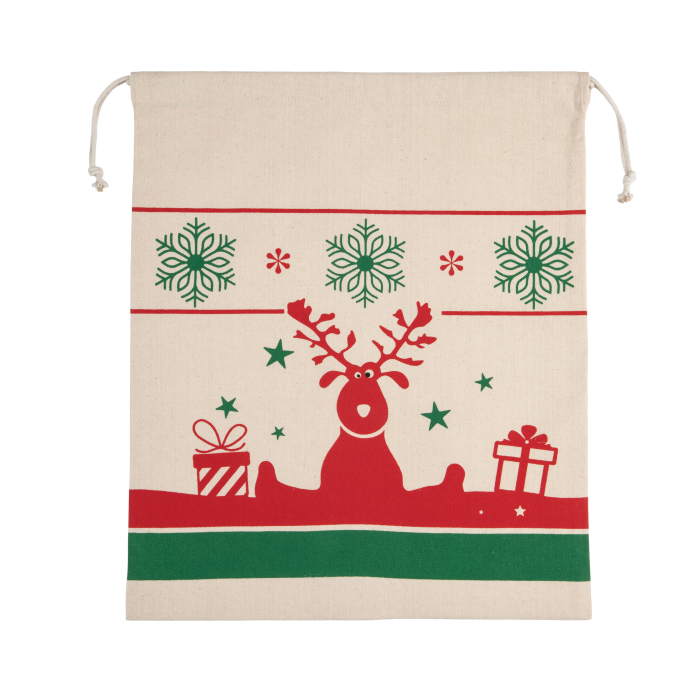 Kimood KI0735N Tas met koord en kerstmotieven Natural One Size