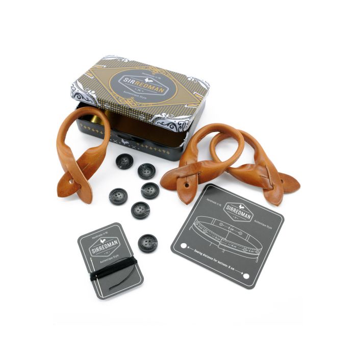 Sir Redman SR30006 (SR-ACC-COGNAC-NERF) bretels accessoire set nerfleer cognac