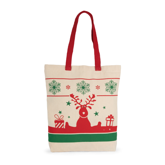 Kimood KI0733N Shopper met kerstmotieven Natural One Size