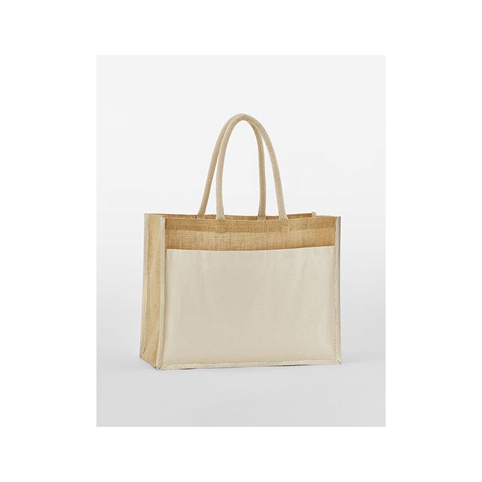 Westford Mill WM480 Cotton Pocket Natural Starched Jute Shopper