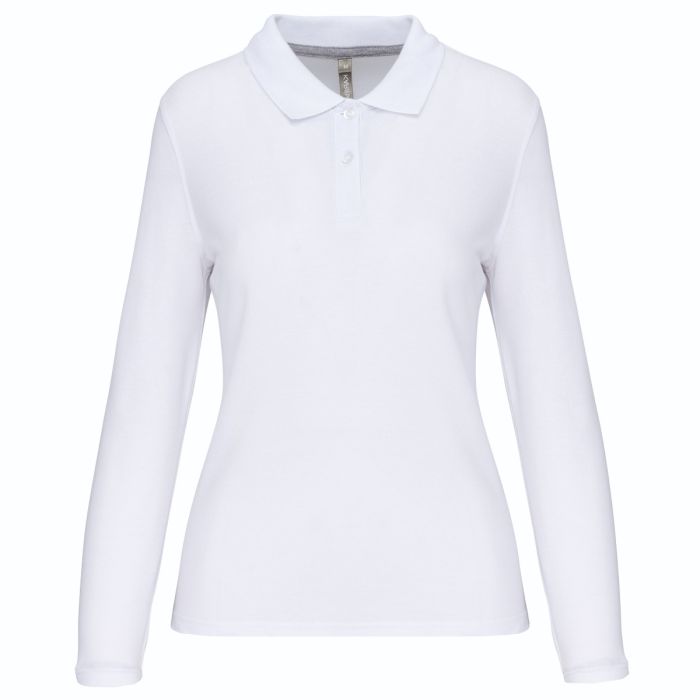 SALE! Kariban WK277 - Damespolo lange mouwen - wit - maat M
