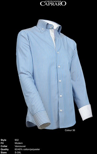 Giovanni Capraro 902-36 Heren Overhemd - Blauw gestreept [Blauw accent]