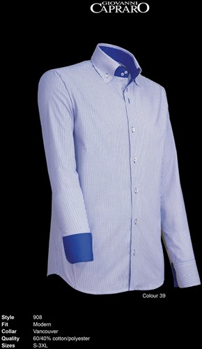 Giovanni Capraro 908-39 Heren Overhemd - Blauw gestreept [Blauw Accent]