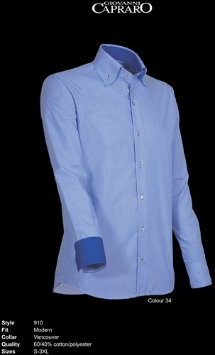 Giovanni Capraro 910-34 Heren Overhemd - Blauw Blauw accent]