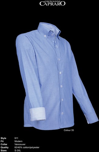 Giovanni Capraro 911-35 Heren Overhemd - Blauw gestreept
