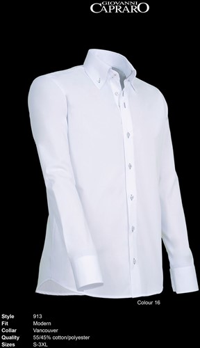 Giovanni Capraro 913-16 Heren Overhemd - Wit [Grijs accent]