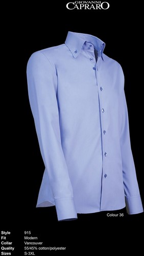 Giovanni Capraro 915-36 Heren Overhemd - Licht Blauw [Blauw accent]