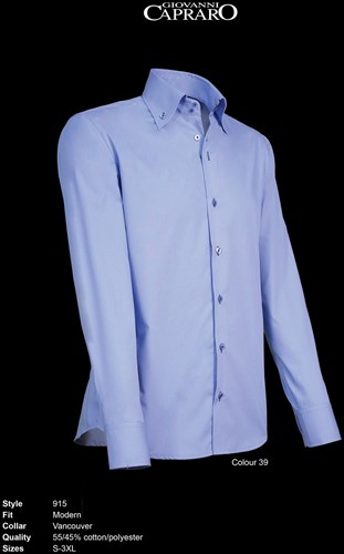 Giovanni Capraro 915-39 Heren Overhemd - Licht Blauw [Navy accent]