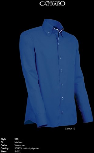 Giovanni Capraro 916-10 Heren Overhemd - Donker Blauw [Wit accent]