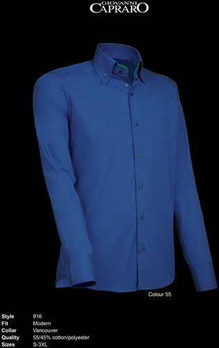 Giovanni Capraro 916-55 Heren Overhemd - Donker Blauw [Groen accent]