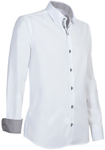 Giovanni Capraro 935-15 Heren Overhemd - Wit [Licht Grijs accent]