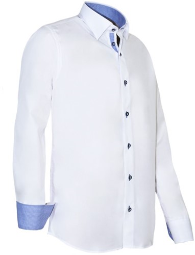 Giovanni Capraro 935-36 Heren Overhemd - Wit [Blauw accent]