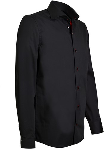 Giovanni Capraro 943-86 Heren Overhemd - Zwart - [Rood accent]