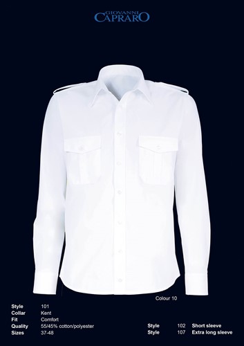 Giovanni Capraro 101-10 Heren Pilot Overhemd - Wit
